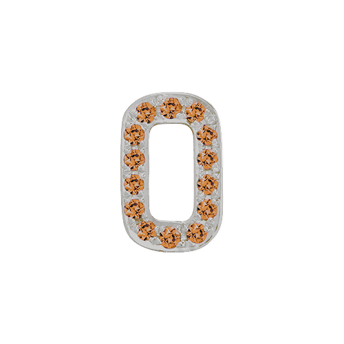 Orange Sapphire + 14k White Gold Number Charm