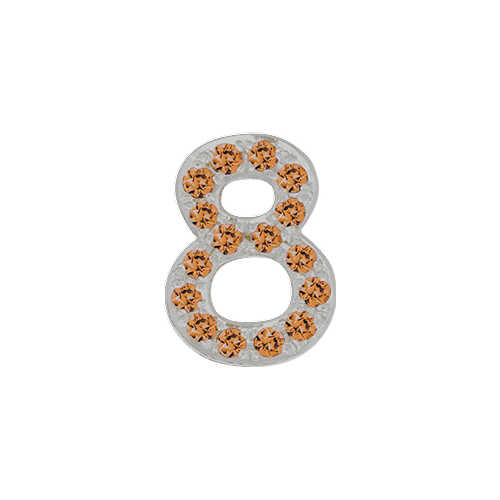 Orange Sapphire + 14k White Gold Number Charm