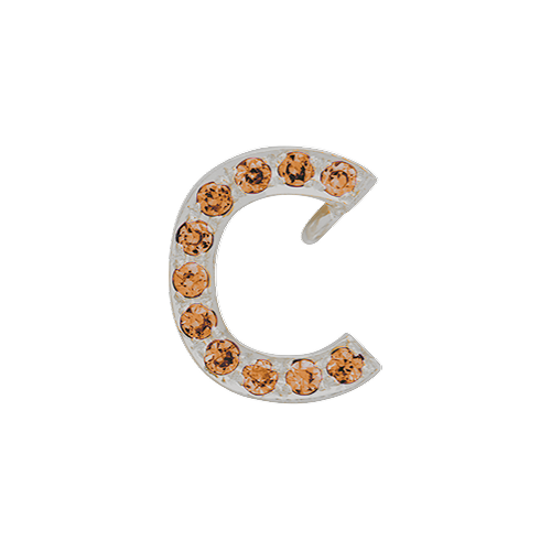 Orange Sapphire + 14k White Gold Letter Charm
