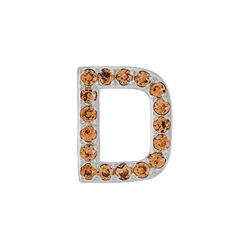 Orange Sapphire + 14k White Gold Letter Charm