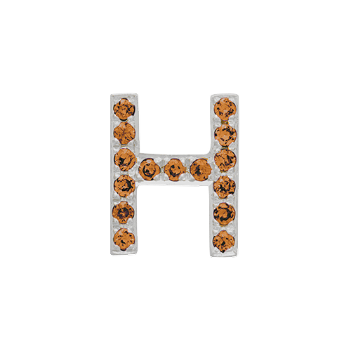 Orange Sapphire + 14k White Gold Letter Charm