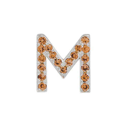 Orange Sapphire + 14k White Gold Letter Charm