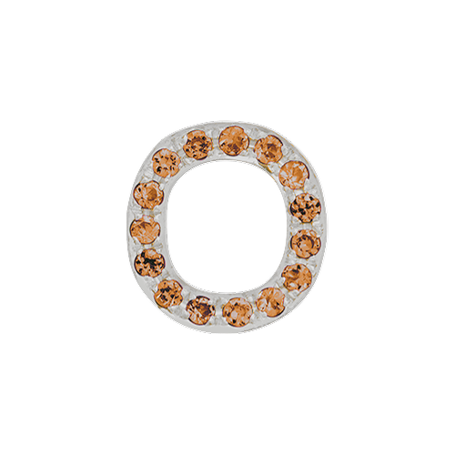 Orange Sapphire + 14k White Gold Letter Charm
