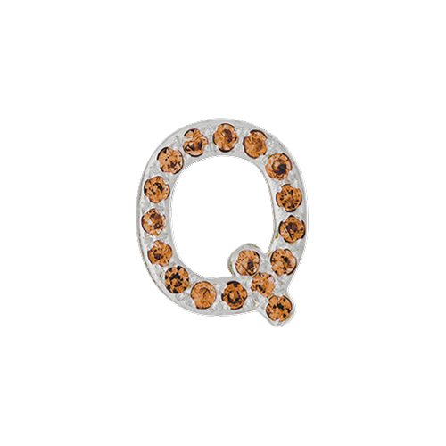 Orange Sapphire + 14k White Gold Letter Charm