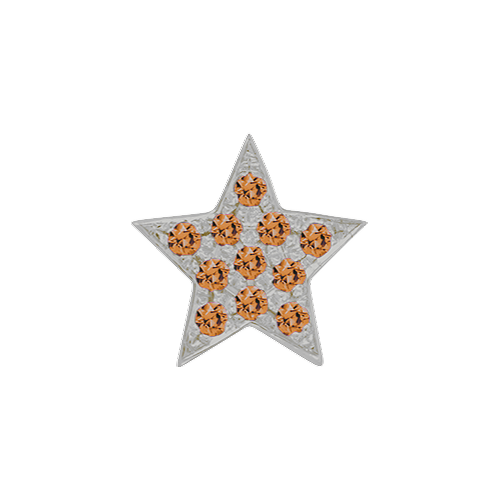 Orange Sapphire + 14k White Gold Emoji Charm