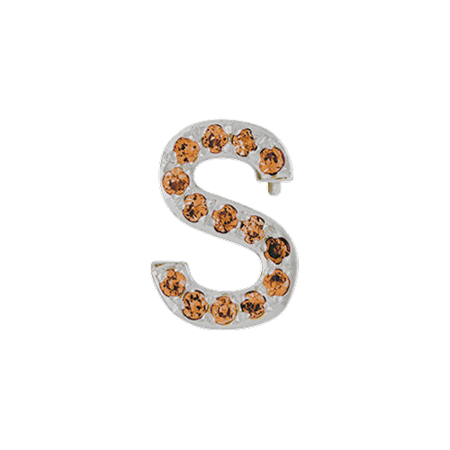 Orange Sapphire + 14k White Gold Letter Charm