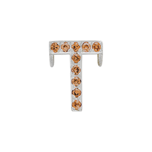 Orange Sapphire + 14k White Gold Letter Charm