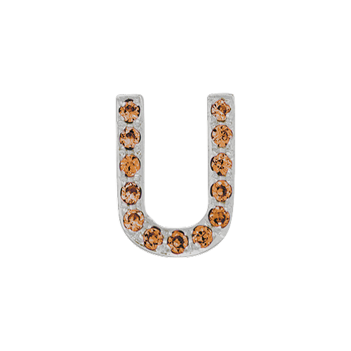 Orange Sapphire + 14k White Gold Letter Charm