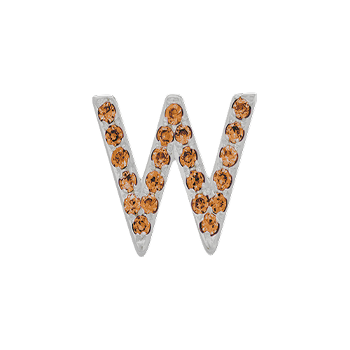 Orange Sapphire + 14k White Gold Letter Charm