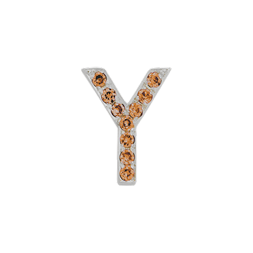 Orange Sapphire + 14k White Gold Letter Charm