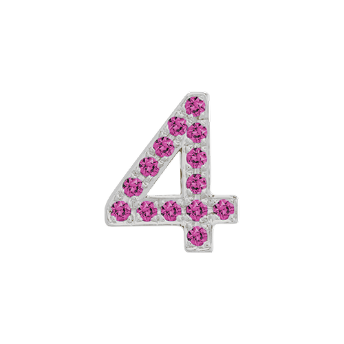 Pink Sapphire + 14k White Gold Number Charm