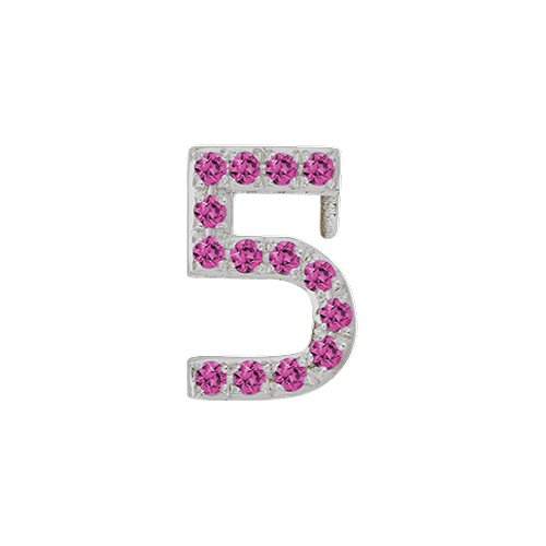 Pink Sapphire + 14k White Gold Number Charm