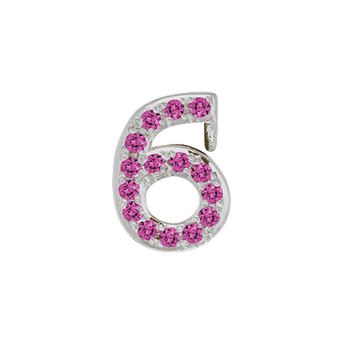 Pink Sapphire + 14k White Gold Number Charm