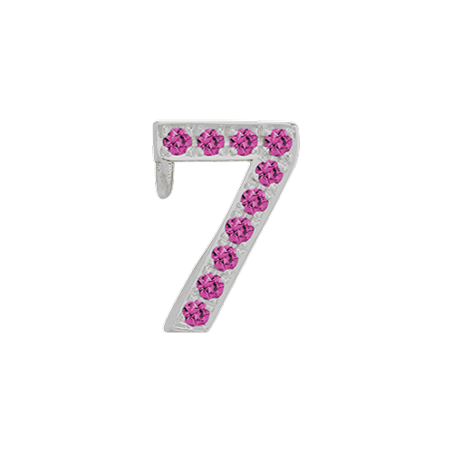 Pink Sapphire + 14k White Gold Number Charm