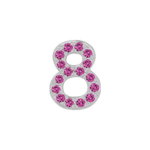 Pink Sapphire + 14k White Gold Number Charm
