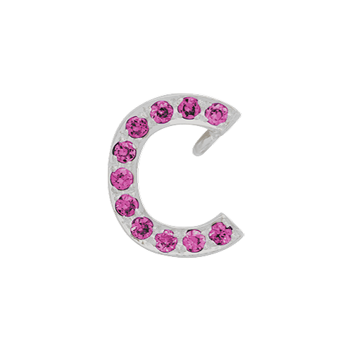 Pink Sapphire + 14k White Gold Letter Charm