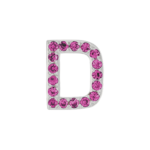 Pink Sapphire + 14k White Gold Letter Charm