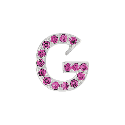 Pink Sapphire + 14k White Gold Letter Charm