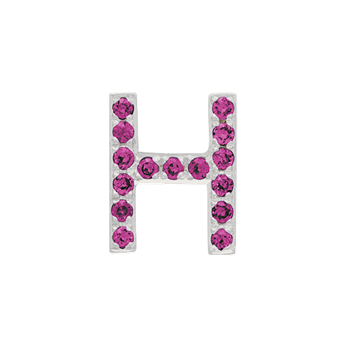 Pink Sapphire + 14k White Gold Letter Charm