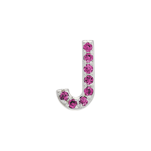 Pink Sapphire + 14k White Gold Letter Charm