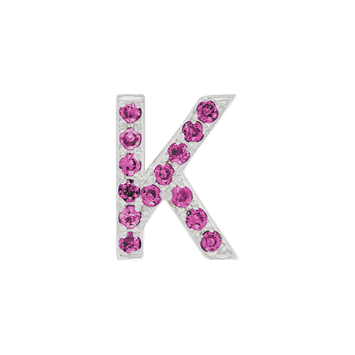 Pink Sapphire + 14k White Gold Letter Charm