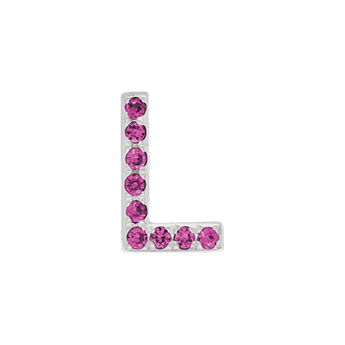 Pink Sapphire + 14k White Gold Letter Charm
