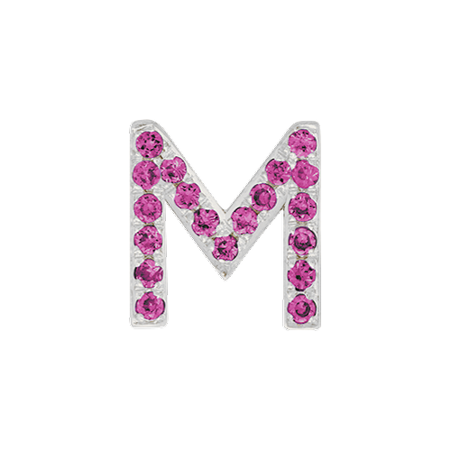 Pink Sapphire + 14k White Gold Letter Charm