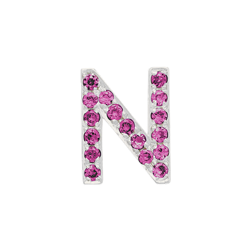Pink Sapphire + 14k White Gold Letter Charm