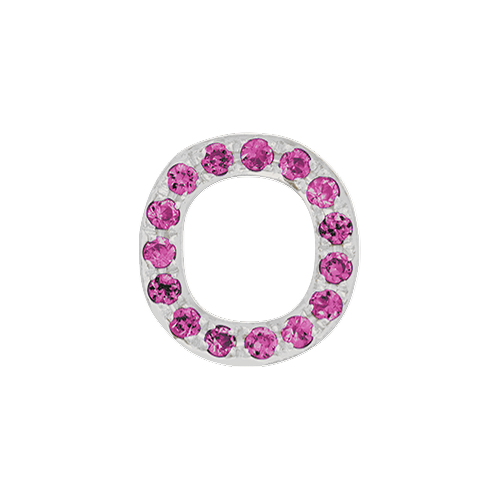 Pink Sapphire + 14k White Gold Letter Charm