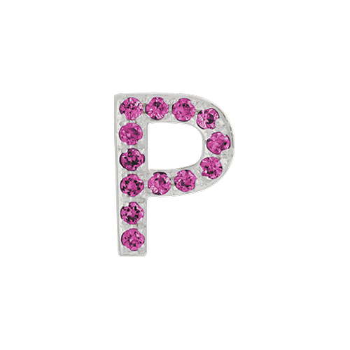 Pink Sapphire + 14k White Gold Letter Charm