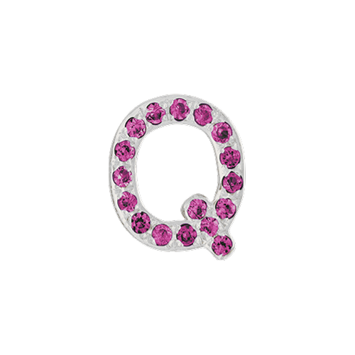 Pink Sapphire + 14k White Gold Letter Charm
