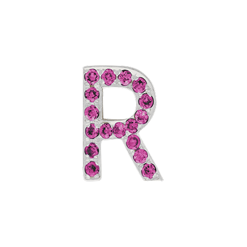 Pink Sapphire + 14k White Gold Letter Charm