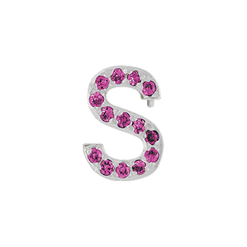 Pink Sapphire + 14k White Gold Letter Charm