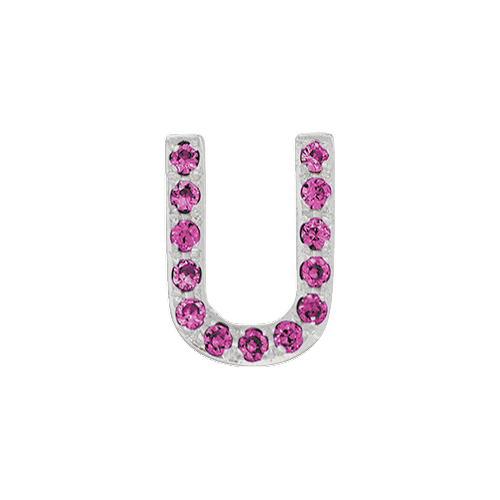 Pink Sapphire + 14k White Gold Letter Charm