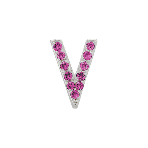 Pink Sapphire + 14k White Gold Letter Charm