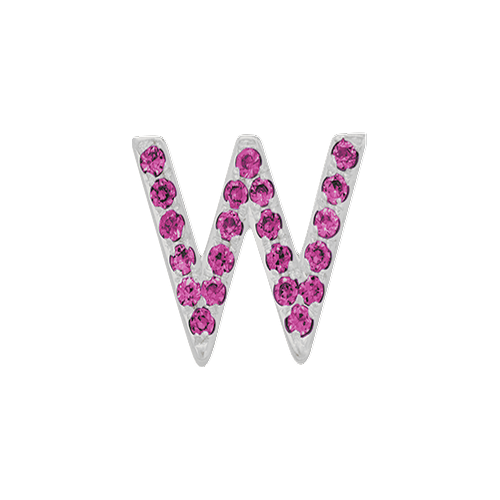 Pink Sapphire + 14k White Gold Letter Charm