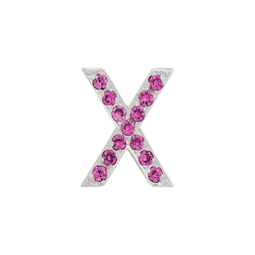 Pink Sapphire + 14k White Gold Letter Charm