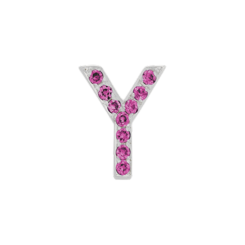 Pink Sapphire + 14k White Gold Letter Charm