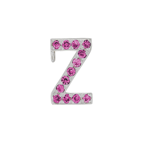 Pink Sapphire + 14k White Gold Letter Charm