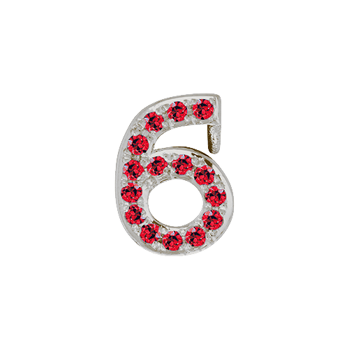 Ruby + 14k White Gold Number Charm