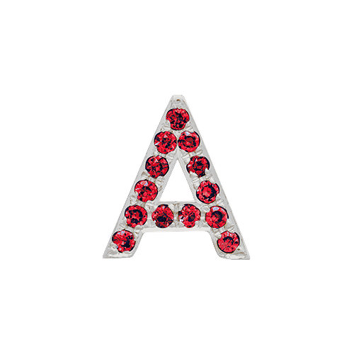 Ruby + 14k White Gold Letter Charm