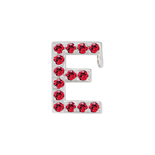 Ruby + 14k White Gold Letter Charm