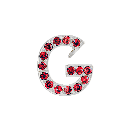 Ruby + 14k White Gold Letter Charm