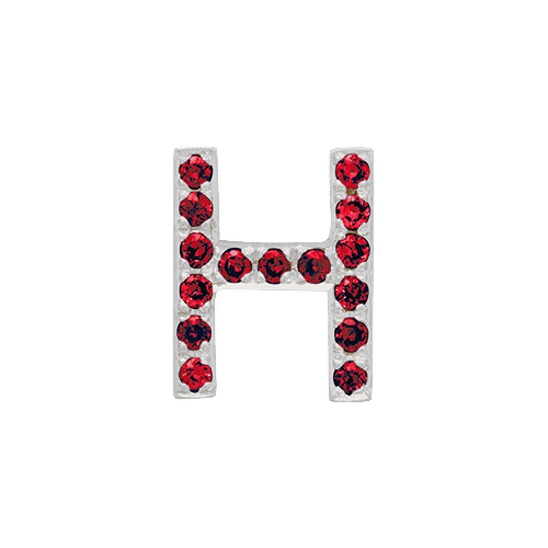 Ruby + 14k White Gold Letter Charm