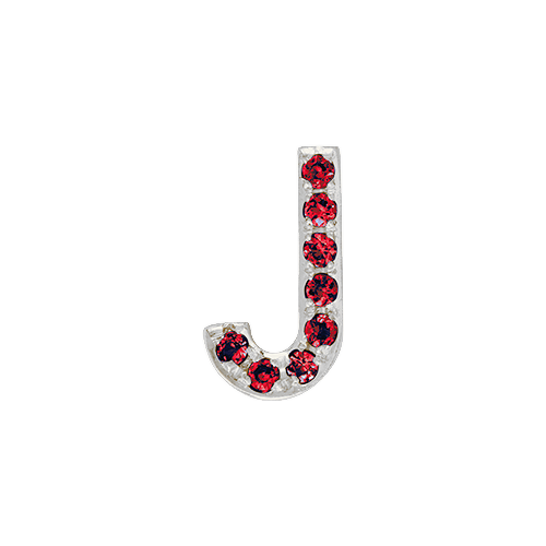 Ruby + 14k White Gold Letter Charm