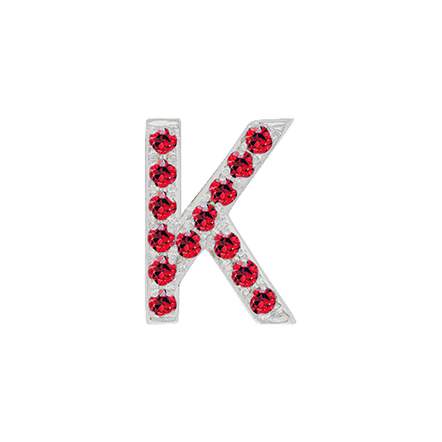 Ruby + 14k White Gold Letter Charm