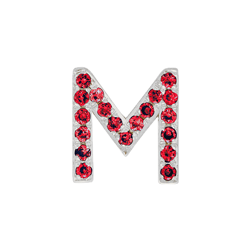 Ruby + 14k White Gold Letter Charm