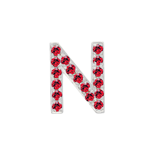 Ruby + 14k White Gold Letter Charm