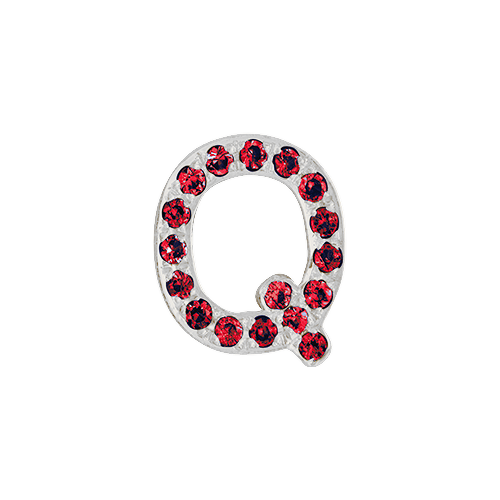 Ruby + 14k White Gold Letter Charm