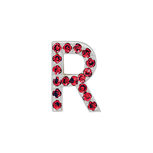 Ruby + 14k White Gold Letter Charm